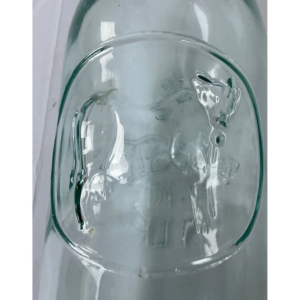 Vintage Milk Bottle Embossed Cow Absolutely Pure Milk‎ Italy Green Glass